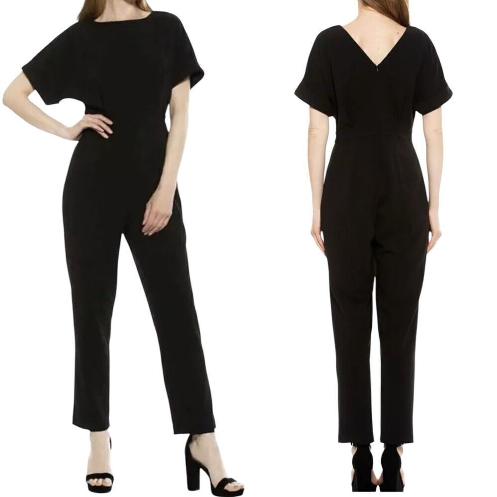 ALEXIA ADMOR Sadie Boatneck Tapered Leg Black Jumpsuit Women’s Size Medium NWT